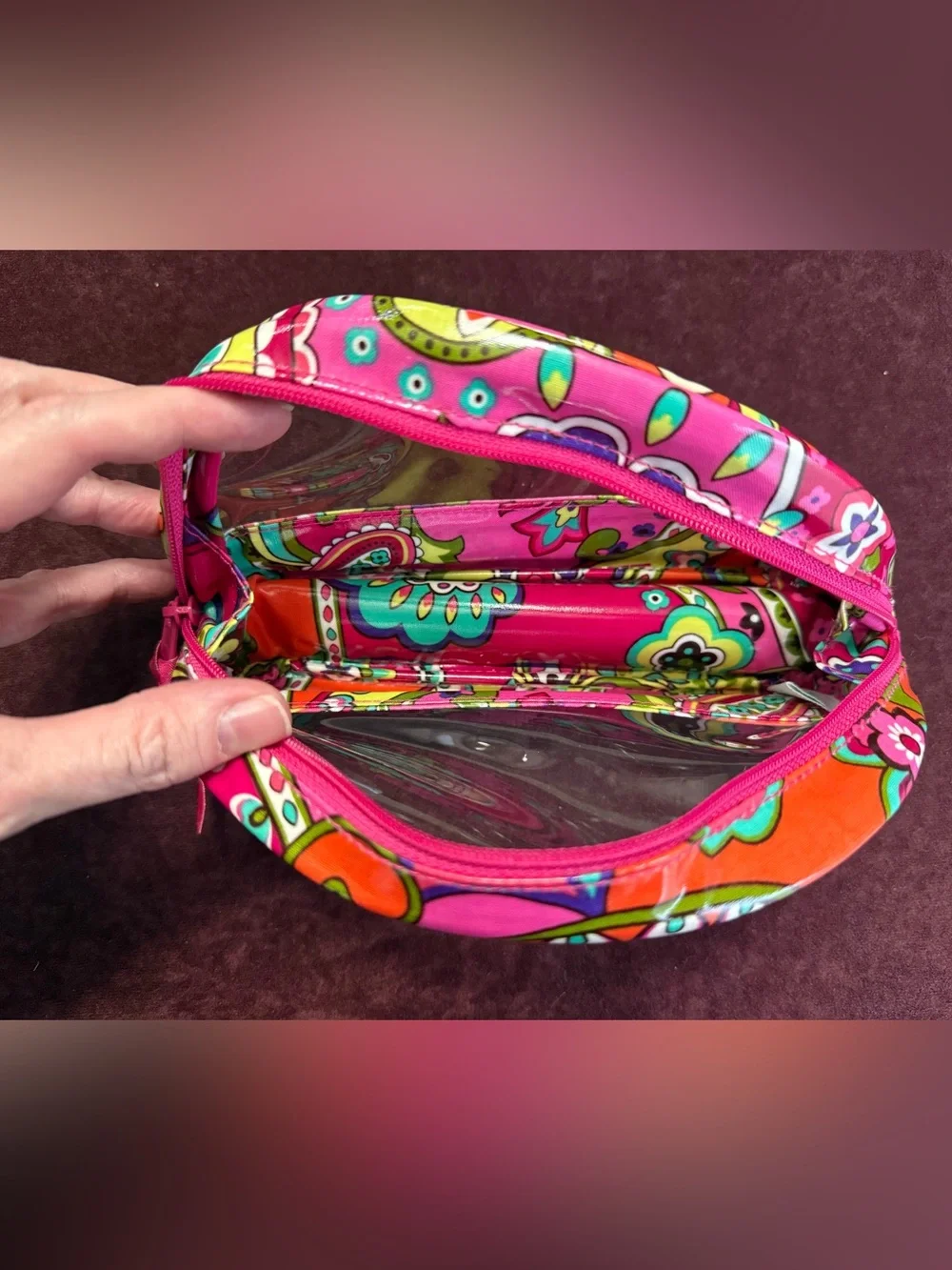 Vera Bradley Clear Cosmetic Duo in Pink Swirls